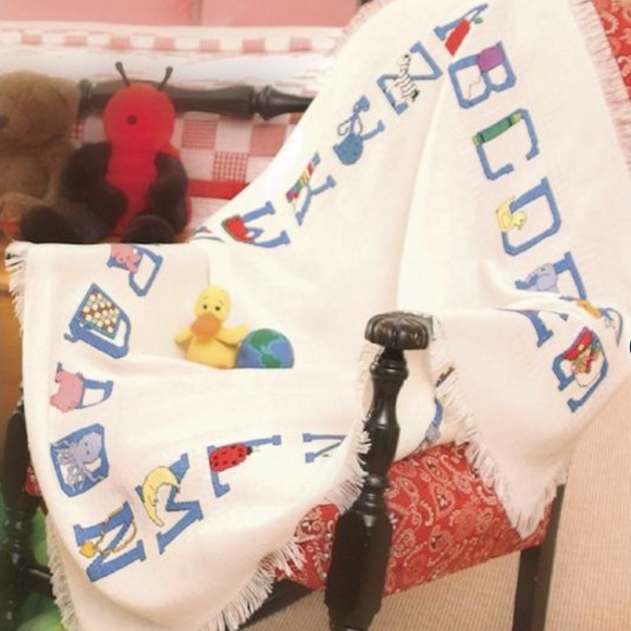 Charles Craft Alphabet Afghan Needlepoint Cross Stitch + Dimensions Sweet ABCs - Picture 2 of 3